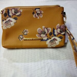 Steve Madden Floral Mustard Wristlet Wallet (NWOT)